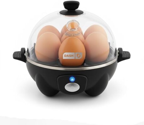 DASH Electric Rapid Egg Cooker for Hard Boiled/Poached/Scrambled Eggs or Omelets with Auto Shut-Off Feature, Black, 7 Egg Capacity